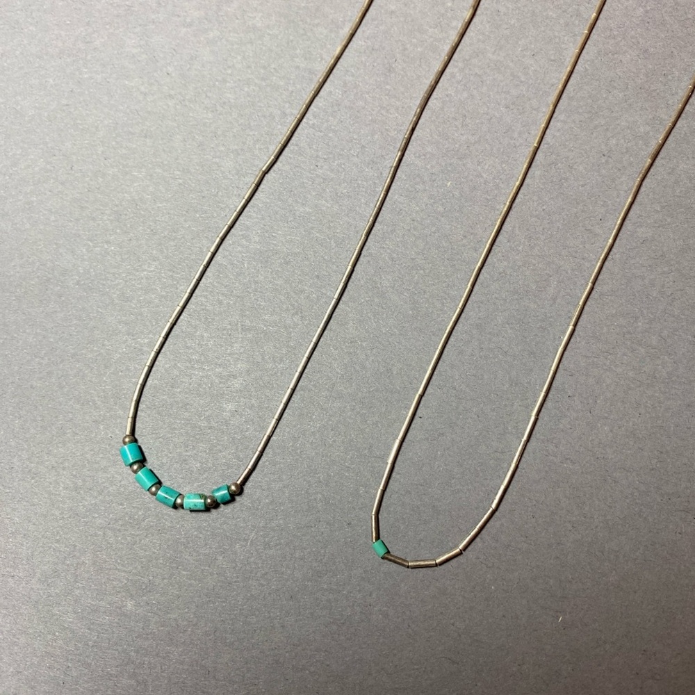 Vintage Dainty sterling silver turquoise necklace lot